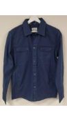 Two Blend Men's Long Sleeved Button Up Shirt, Navy, Size L