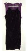 Karen Millen Crushed Velvet Dress, Purple, Size UK 10. Preowned