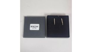 BOCCIA Titanium Polished Curved Stick Stud Earrings, L32mm