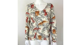 Oui Women's Animal Print Blouse, Multi, Size 8