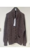 Begg & Co Mens Cashmere Cardigan, Brown, 48, XXL