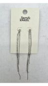 Nine Liars and Lovers Silvertone Crystal Drop Chain Earrings