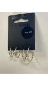 Three Pilgrim Alexandra Crystal Hoop Earrings 2-in-1 Set, Gold Plated