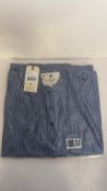 Lee Valley Ireland Men's Vintage Style Grandfather Shirt Cotton, Blue/White Stripe, Size L