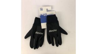 Santini Full Bicycle Gloves, Black, Size: S