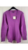 Cash Ca Women's V Neck Sweater, Magenta, Size L
