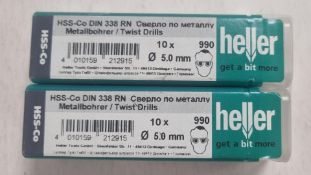 Two Heller 5mm Twist Drills, 10 Per Pack, 212915