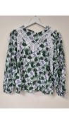 Maje 120Loman Women's Blouse, White, Green, Size T1 FR/8 UK