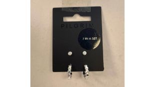 Three Pilgrim Angela 2-in-1 Hoop & Stud Earrings, Silver-Plated