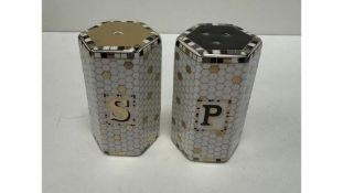Four Sets of Ceramic Salt and Pepper Shakers, Gold/Black/White