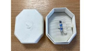 Swarovski Rhodium Plated Ortyx Cocktail Ring, Blue, Size 52