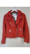 Rino&Pelle Women's Pig Split Biker Jacket, Cherry Tomato, Size M, 38 EU