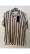 Three Kronstadt Men's Ramon Cuba Big Stripe Shirt, Desert Sand, Size M