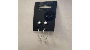 Three Pilgrim Jayla Heart Earring 2-in-1 Set, Silver-Plated