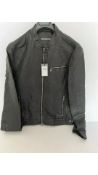 John Varvatos Men's Button Closure Coat with Zip Pockets, Black, Size 50