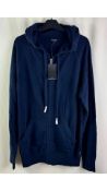 Ron Dorff Men's Zipped Cashmere Hoodie, Navy, Large