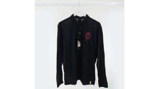 Billionaire Men's Polo Shirt Embroidered Crest, Blue, Size Large