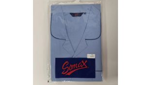 Somax Men's Tie Waist Pyjamas, 100% Cotton, Blue, Size 3XL