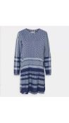 Cecilie Copenhagen Women's Cotton Long Sleeve Dress, White Blue, Medium