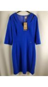 Boss Women's Dilira1 3/4 Sleeve Midi Dress, Blue, Size UK 12