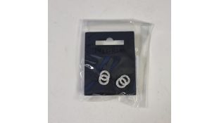 Six Pilgrim Double Circle Stud Earrings, Silver