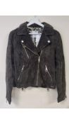 Rino & Pelle Women's Pig Split Biker Jacket, Black Olive, Size S/M, 38 EU