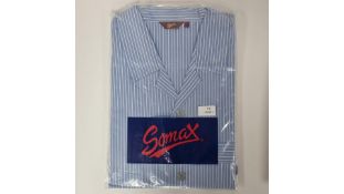 Two Somax Men's Tie Waist Pyjamas, 100% Cotton, Blue/White Stripe, Size XL