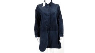 Pepe Women's Corduroy Pani Dress, Collard, Long Sleeve, Navy, Medium