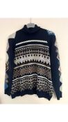 High Use Women's Roll Neck Sweater, Nordic Pattern, Size L