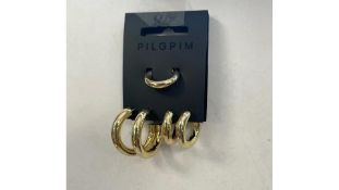 Three Pilgrim Reconnect Chunky Earrings 102132003, Gold Plated