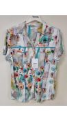 Two Tinta Women's Short Sleeved Button Up Shirt, Multicoloured, Size 14 UK