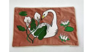 Two Karen Mabon Botanic Swan Cushion Covers, 28 X 45cm