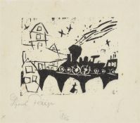 Lyonel Feininger. ”Zug auf der Brücke”. 1918
