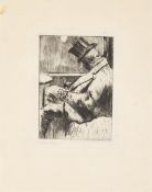 Lesser Ury. „Morgenstimmung: Eingeschlafener Herr mit Zylinderhut“. 1921