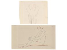 Eric Gill. Sitting female nude with crossed legs / Sitting female nude with cocked l…. 1926 and 1927