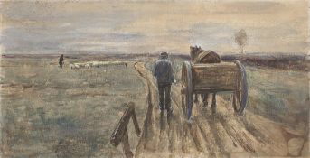 Max Liebermann. ”Bauer mit Pferd und Fuhrwerk”. 1897