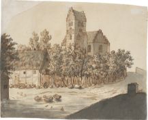 Caspar David Friedrich. ”Kirche von Lyngby” (Lyngby Church). Circa 1795/1797