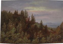 Carl Gustav Carus. ”Ruine in Pillnitz über den Weinbergen”. Circa 1835