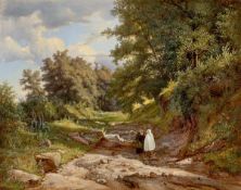 Carl Robert Kummer. ”Italienische Landschaft mit zwei Mönchen im Gesprãch”. 1838