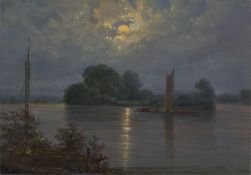 Carl Gustav Carus. ”Elbinsel bei Mondschein”. Circa 1844