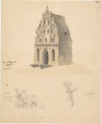 Caspar David Friedrich. Gothic brick buildings and small tree studies. 1809