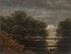 Carl Gustav Carus. Forest landscape by the river (”Überschwemmung im Leipziger Rosen…. Circa 1830/40