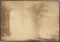Caspar David Friedrich. ”Feuer in einer Kirchenruine”. Circa 1800/1801