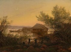 Carl Gustav Carus. Ship mill on the Elbe near Dresden. Circa 1826