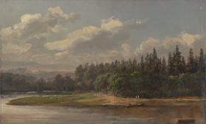 Johan Christian Clausen Dahl. Elbe landscape near Dresden (”River Landscape”). 1851