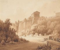 Alexandre Calame. Landscape with temple.