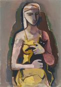 Karl Hofer. ”Mädchen mit Katze ”. Circa 1930