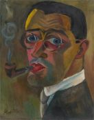 Conrad Felixmüller. ”Selbstbildnis, Pfeife rauchend”. 1921