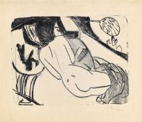 Ernst Ludwig Kirchner. ”Rückenakt, liegend”. 1911
