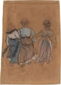 Heinrich Zille. Three women in reverse view. Circa 1905–10